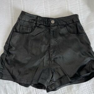 Amazon brand black leather shorts